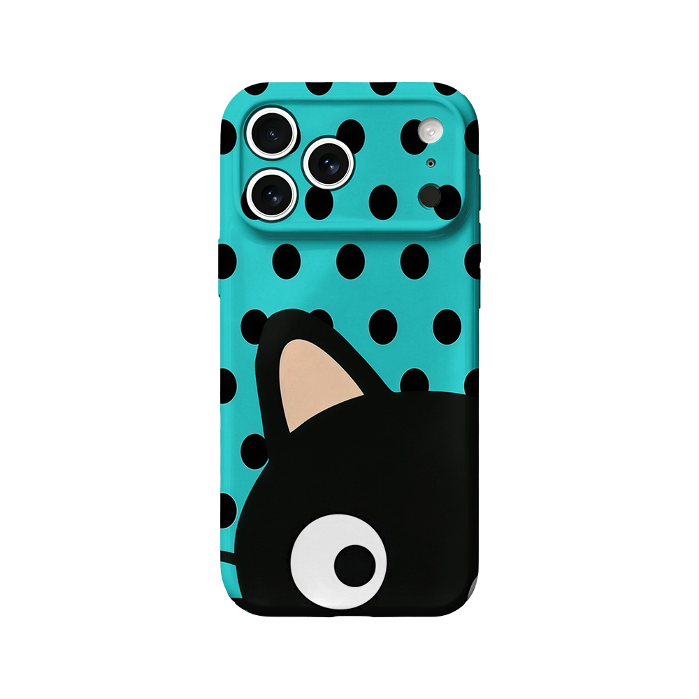 Phone Cases Xr Iphone - 터키석색 물방울 무늬 고양이 디자인 아이폰