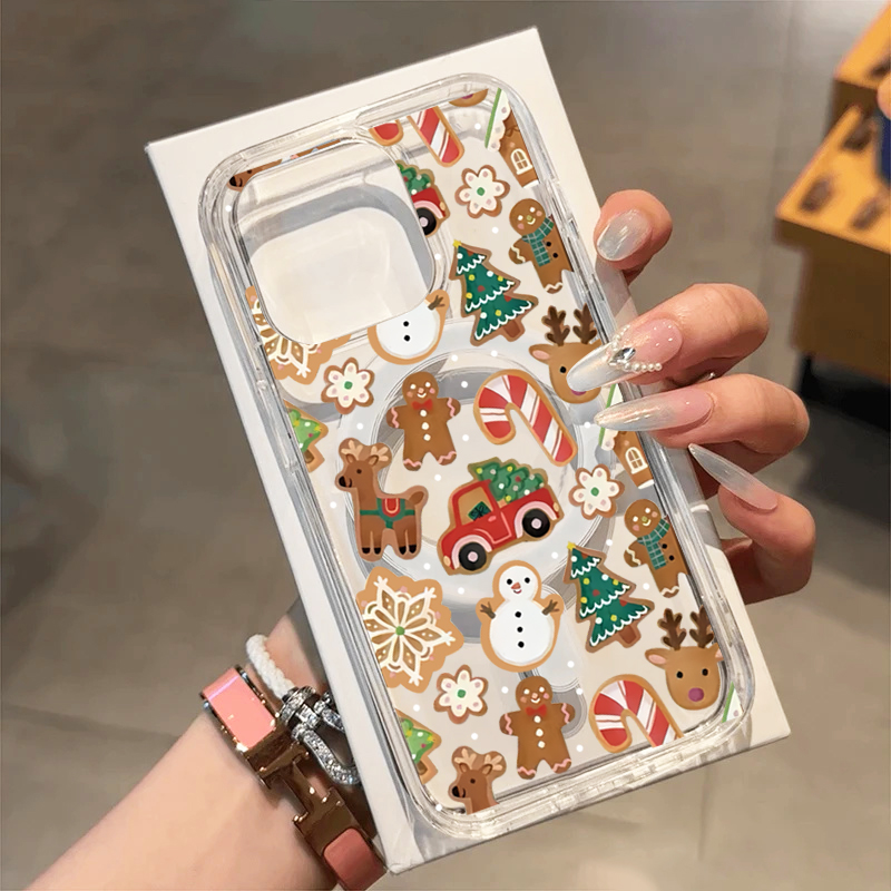 Phone Cases For Iphone 16 - 마그네틱 귀여운 눈사람 스틱 트럭 트리